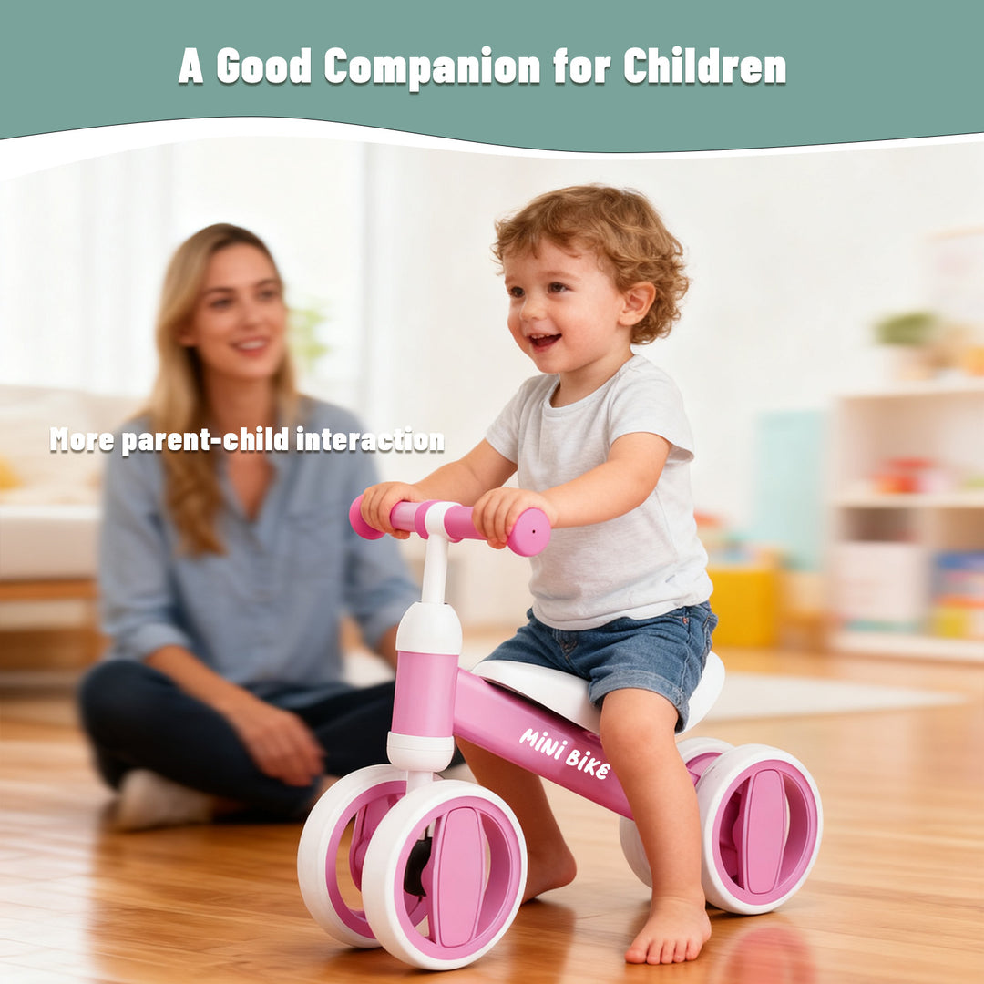 SIMATE Balance Bike Toys for 1 Year Old Boys Girls, 12-24 Month Toddler Ride on Toys, 4 Silent Wheels & Soft Seat, First Birthday Gifts for Baby Girls Boys