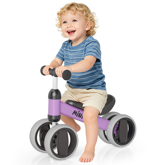 SIMATE Baby Balance Bike for 12-24 Months,Toddler balance Bicycle with 4 Wheels,Indoor & Outdoor Bike Riding Toy, First B-day Gift