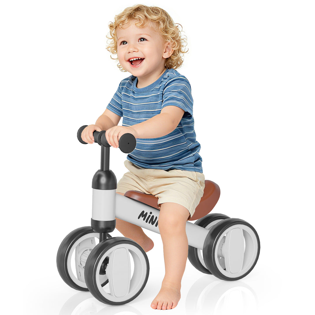 SIMATE Baby Balance Bike for 12-24 Months,Toddler balance Bicycle with 4 Wheels,Indoor & Outdoor Bike Riding Toy, First B-day Gift