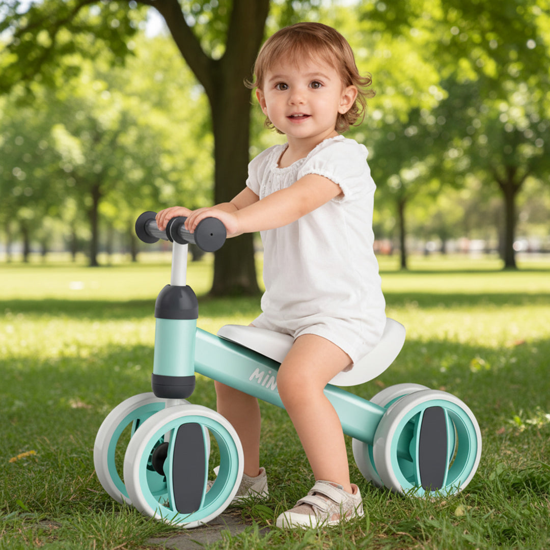 SIMATE Balance Bike Toys for 1 Year Old Boys Girls, 12-24 Month Toddler Ride on Toys, 4 Silent Wheels & Soft Seat, First Birthday Gifts for Baby Girls Boys