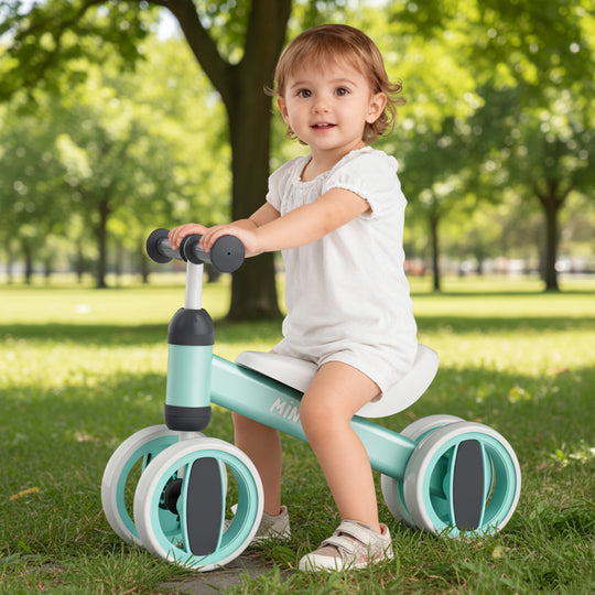 SIMATE Balance Bike Toys for 1 Year Old Boys Girls, 12-24 Month Toddler Ride on Toys, 4 Silent Wheels & Soft Seat, First Birthday Gifts for Baby Girls Boys