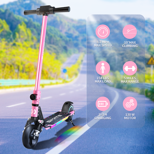 S5 Flash light electric scooter for kids | Pink