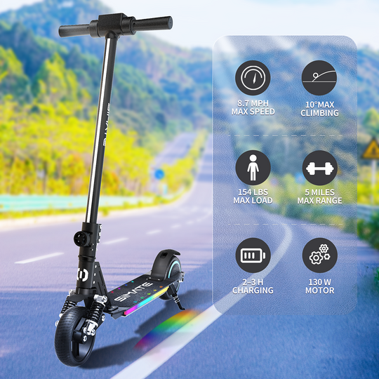S5 Flash light electric scooter for kids | Black