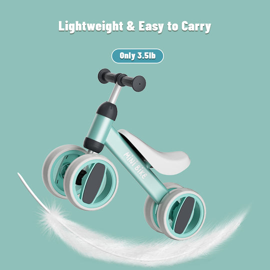 SIMATE Balance Bike Toys for 1 Year Old Boys Girls, 12-24 Month Toddler Ride on Toys, 4 Silent Wheels & Soft Seat, First Birthday Gifts for Baby Girls Boys