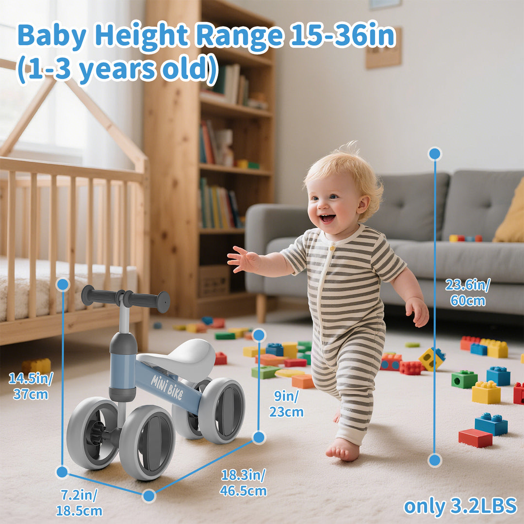 SIMATE Baby Balance Bike for 12-24 Months,Toddler balance Bicycle with 4 Wheels,Indoor & Outdoor Bike Riding Toy, First B-day Gift