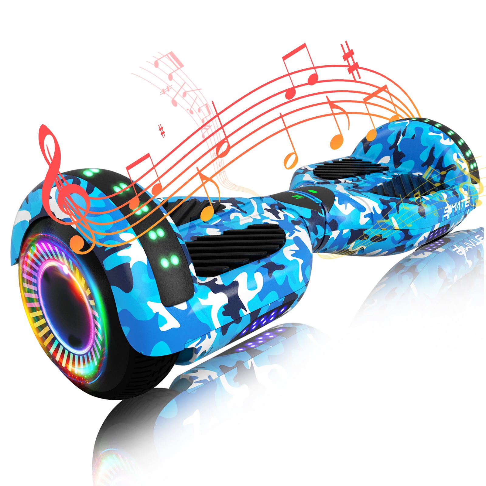 Apato Bluetooth Hoverboard 6.5 7.3 Mph 7.5 Miles Range Blue Camo for kids