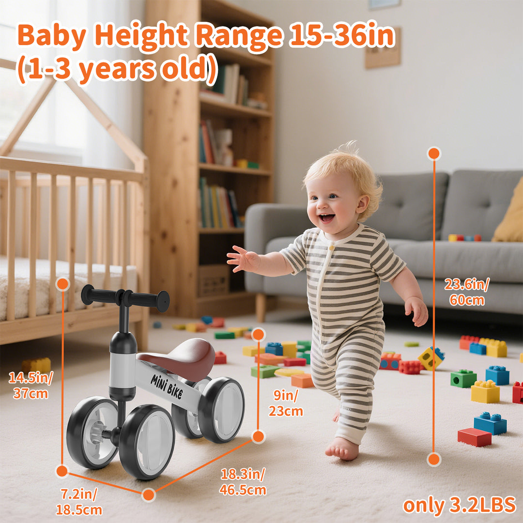 SIMATE Baby Balance Bike for 12-24 Months,Toddler balance Bicycle with 4 Wheels,Indoor & Outdoor Bike Riding Toy, First B-day Gift