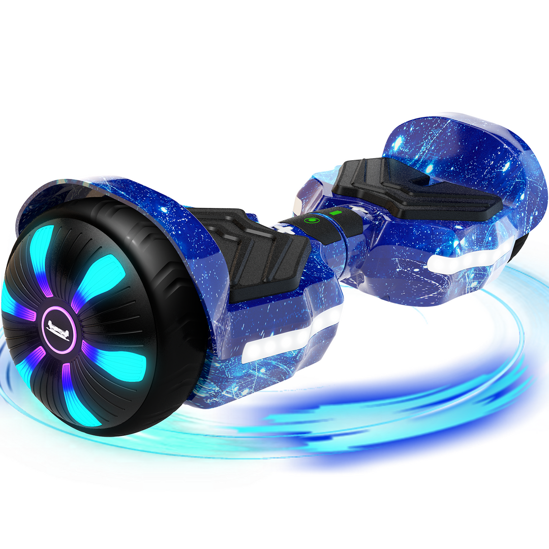 SIMATE Version LED Hoverboard 6.5'' 8.5Mph | 8 Miles Range |  Galaxy Blue with Bluetooth