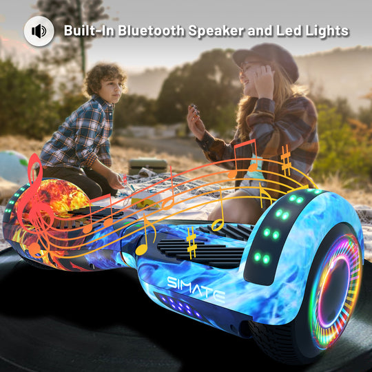 Apato Bluetooth Hoverboard 6.5'' 7.3 Mph | 7.5 Miles Range | Dual Flame for kids