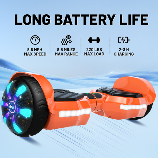 SIMATE Version LED Hoverboard 6.5'' 8.5Mph | 8 Miles Range |  Orange with Bluetooth