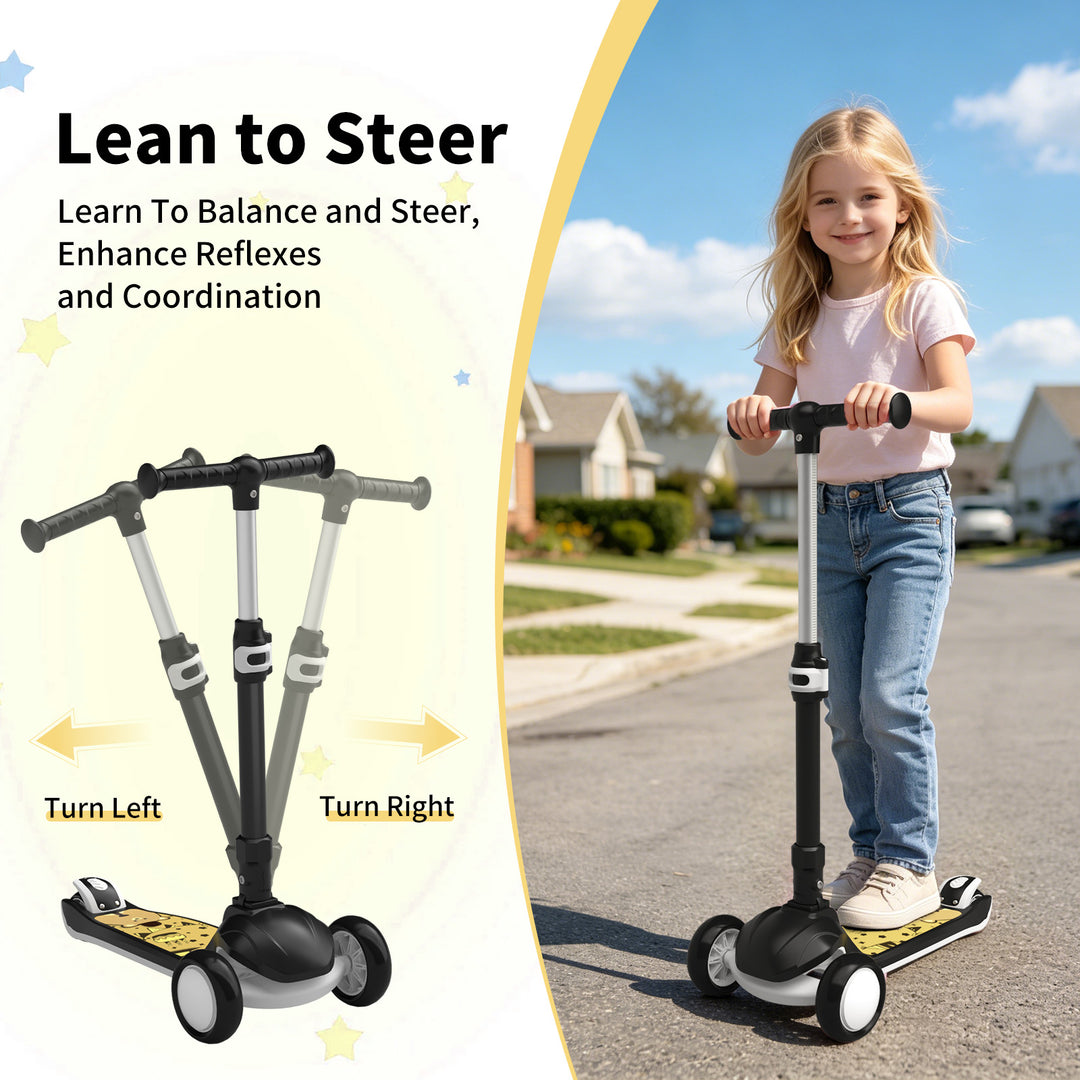 SIMATE Kids Kick Scooter Ages 3-12, 3 Wheel Scooter with Light Up Wheels & 3 Adjustable Handlebars, Boys and Girls Gift,Blackys and Girls Gift,Pink
