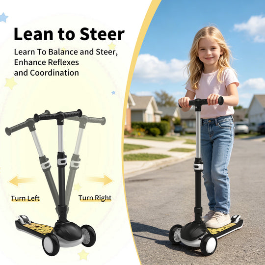 SIMATE Kids Kick Scooter Ages 3-12, 3 Wheel Scooter with Light Up Wheels & 3 Adjustable Handlebars, Boys and Girls Gift,Blackys and Girls Gift,Pink