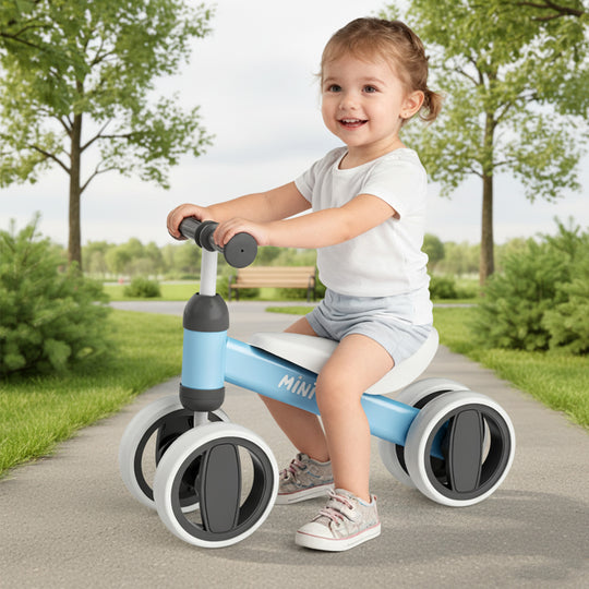 SIMATE Balance Bike Toys for 1 Year Old Boys Girls, 12-24 Month Toddler Ride on Toys, 4 Silent Wheels & Soft Seat, First Birthday Gifts for Baby Girls Boys