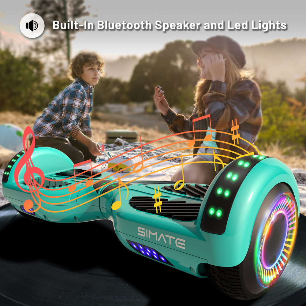 Apato Bluetooth Hoverboard 6.5'' 7.3 Mph | 7.5 Miles Range | Green for kids