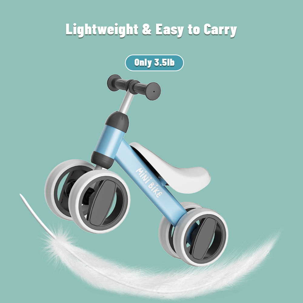 SIMATE Balance Bike Toys for 1 Year Old Boys Girls, 12-24 Month Toddler Ride on Toys, 4 Silent Wheels & Soft Seat, First Birthday Gifts for Baby Girls Boys