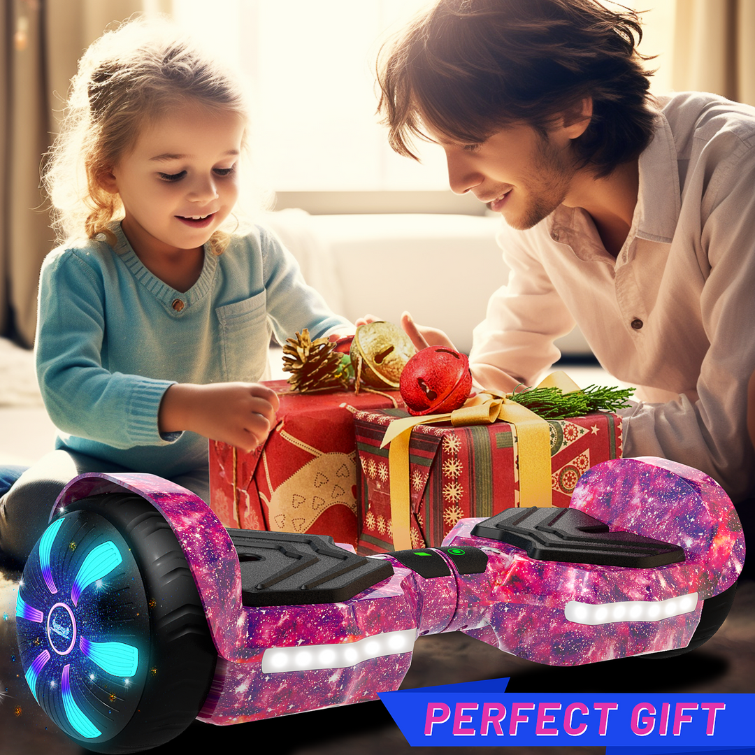 SIMATE Version LED Hoverboard 6.5'' 8.5Mph | 8 Miles Range |  Galaxy Purple with Bluetooth