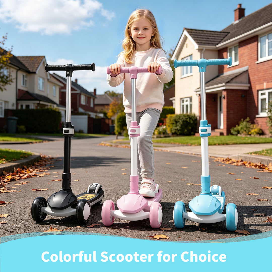 SIMATE Kick Scooter for Kids Ages 2-8, 3 Wheels Scooter for Toddler with LED Light,3 Adjustable Handlebars, Suitable for Boys and Girls ,Blue