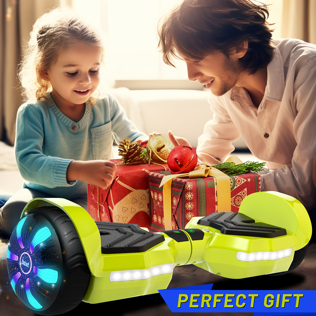 SIMATE Version LED Hoverboard 6.5'' 8.5Mph | 8 Miles Range | Light Green with Bluetooth