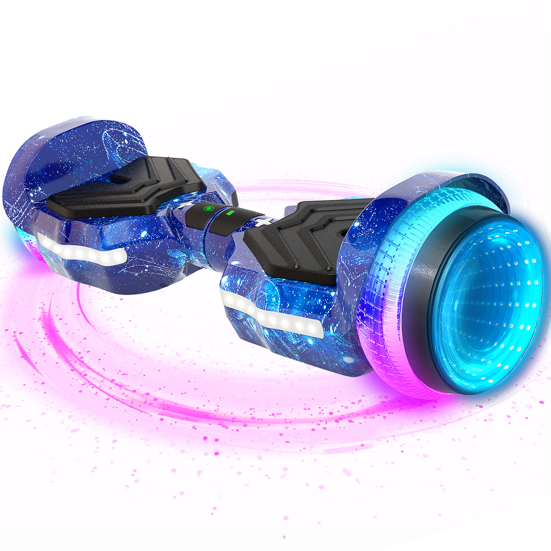 SIMATE Hurricane Tunnel LED Hoverboard 6.5'' 8.5Mph | 8 Miles Range |   Galaxy Blue with Bluetooth for kids