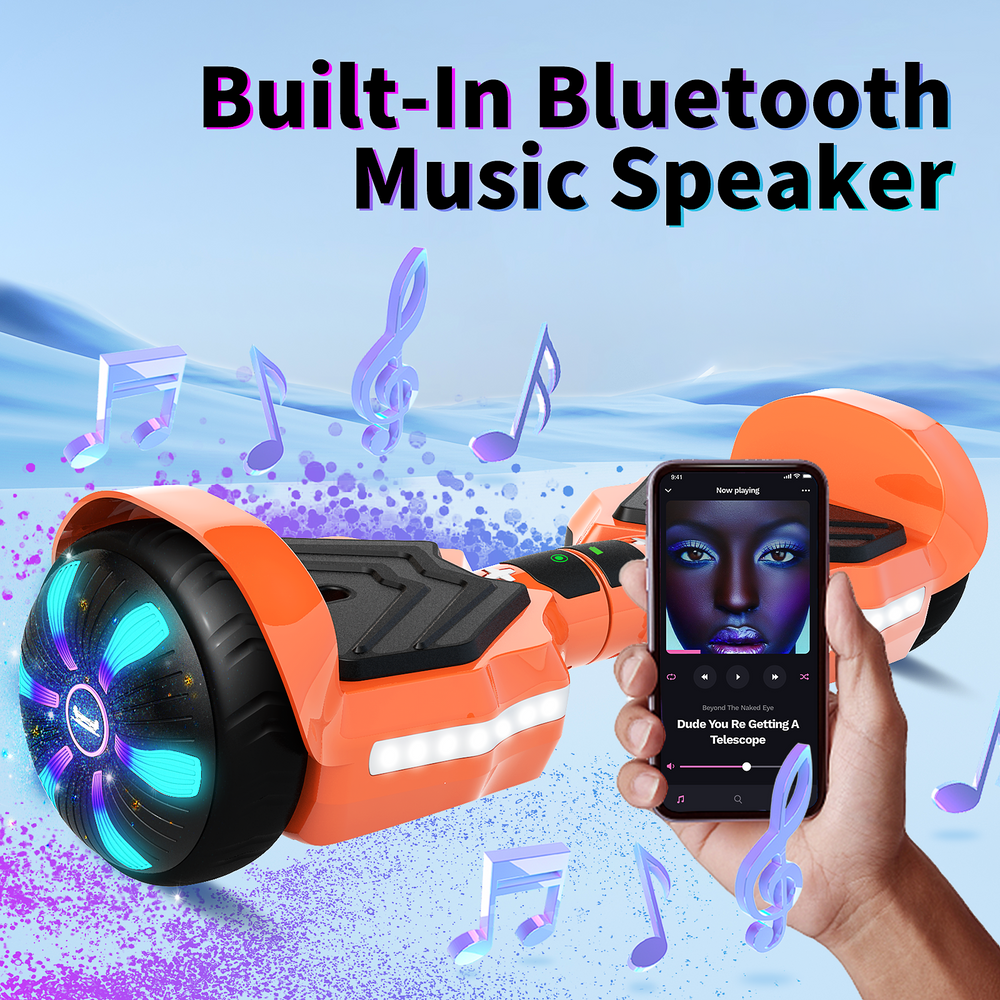 SIMATE Version LED Hoverboard 6.5'' 8.5Mph | 8 Miles Range |  Orange with Bluetooth