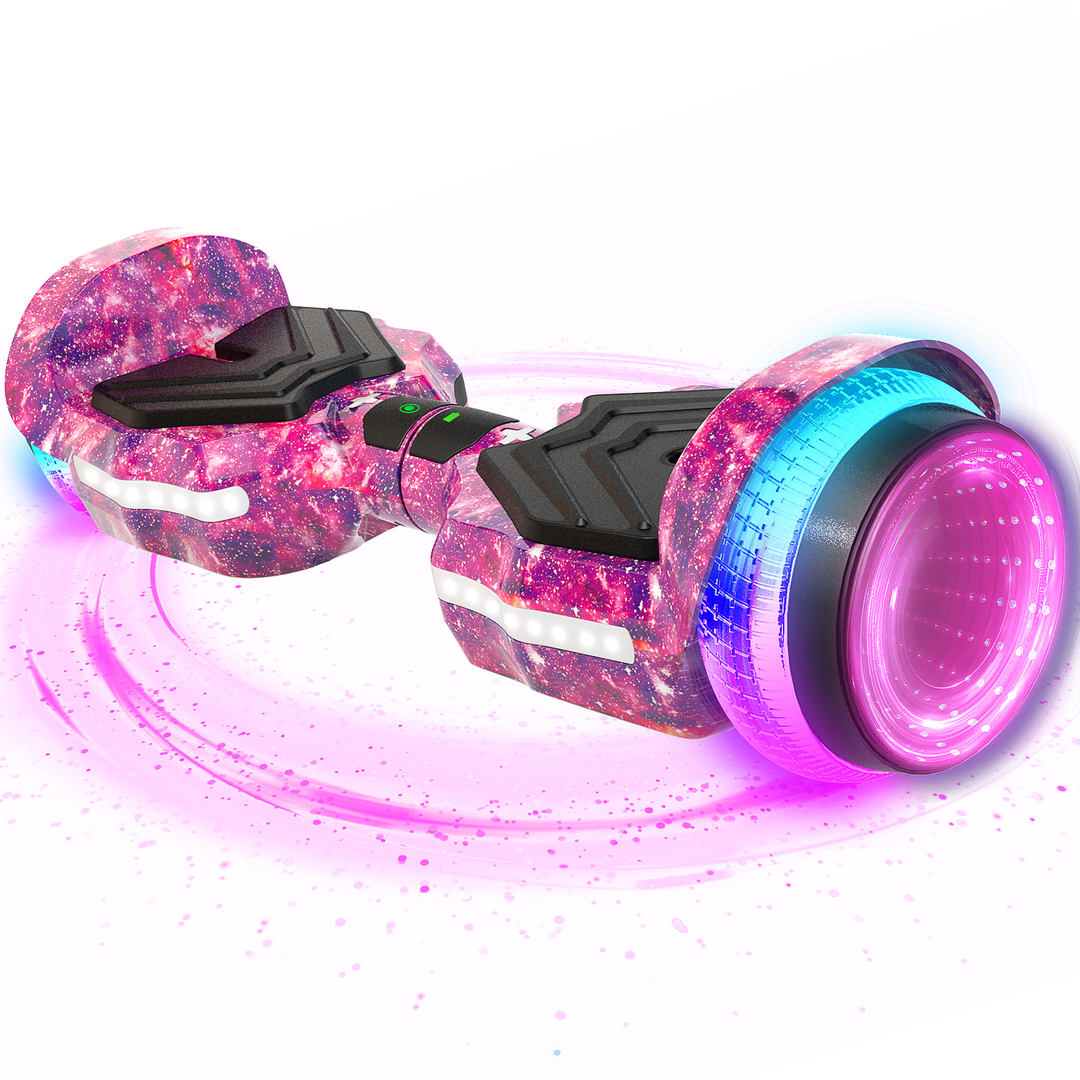 SIMATE Hurricane Tunnel LED Hoverboard 6.5'' 8.5Mph | 8 Miles Range |   Galaxy Purple with Bluetooth for kids