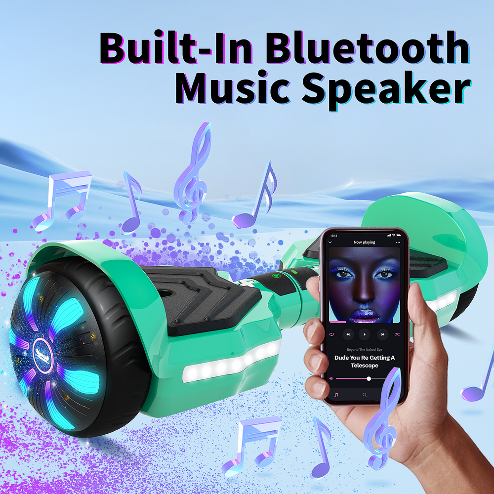 SIMATE Version LED Hoverboard 6.5'' 8.5Mph | 8 Miles Range |  Green with Bluetooth