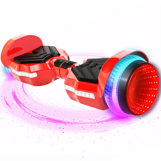 SIMATE Hurricane Tunnel LED Hoverboard 6.5'' 8.5Mph | 8 Miles Range |   Red with Bluetooth for kids