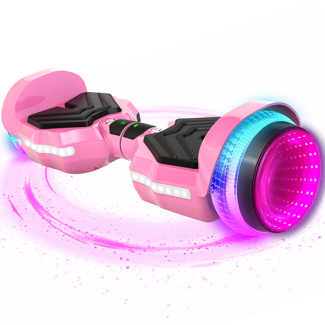 SIMATE Hurricane Tunnel LED Hoverboard 6.5'' 8.5Mph | 8 Miles Range |   pink with Bluetooth for kids