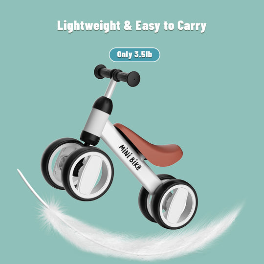 SIMATE Balance Bike Toys for 1 Year Old Boys Girls, 12-24 Month Toddler Ride on Toys, 4 Silent Wheels & Soft Seat, First Birthday Gifts for Baby Girls Boys