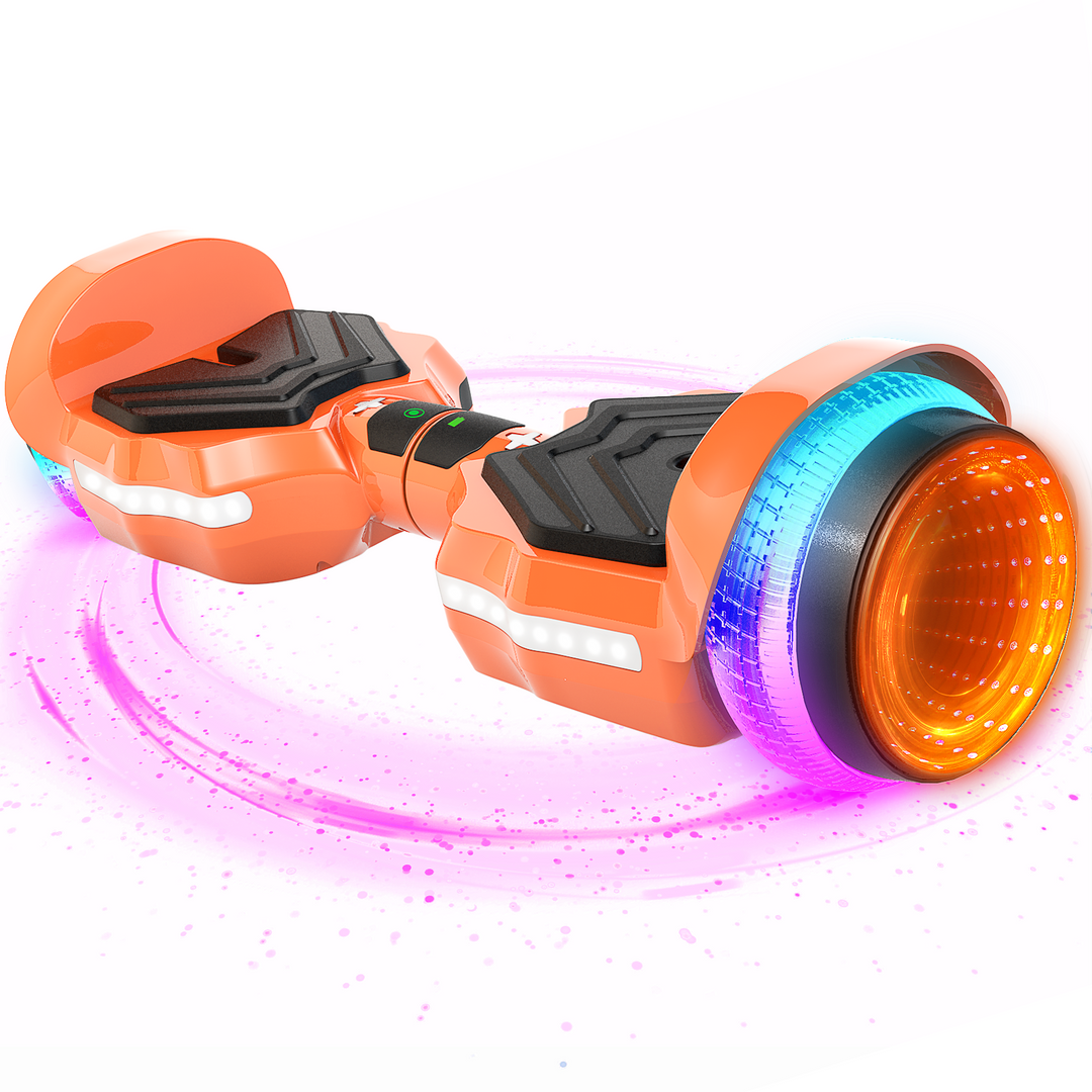 SIMATE Hurricane Tunnel LED Hoverboard 6.5'' 8.5Mph | 8 Miles Range |   Orange with Bluetooth for kids