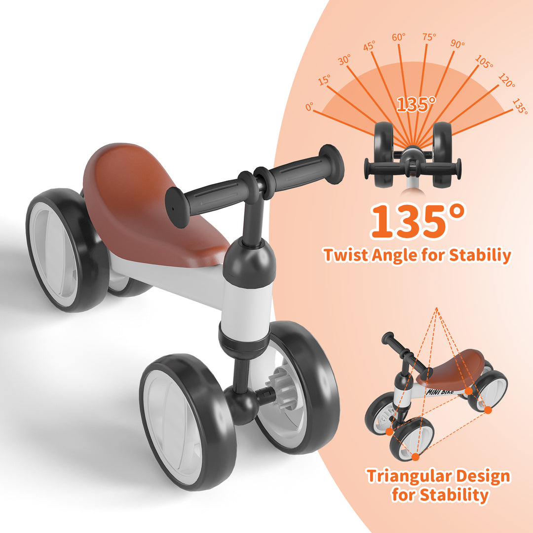 SIMATE Baby Balance Bike for 12-24 Months,Toddler balance Bicycle with 4 Wheels,Indoor & Outdoor Bike Riding Toy, First B-day Gift