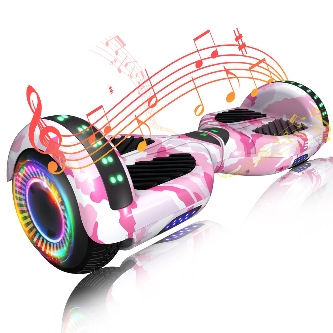 Apato Bluetooth Hoverboard 6.5'' 7.3 Mph | 7.5 Miles Range | Pink Camo for kids