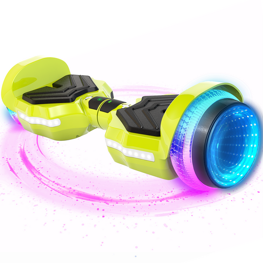SIMATE Hurricane Tunnel LED Hoverboard 6.5'' 8.5Mph | 8 Miles Range |   Light Green with Bluetooth for kids