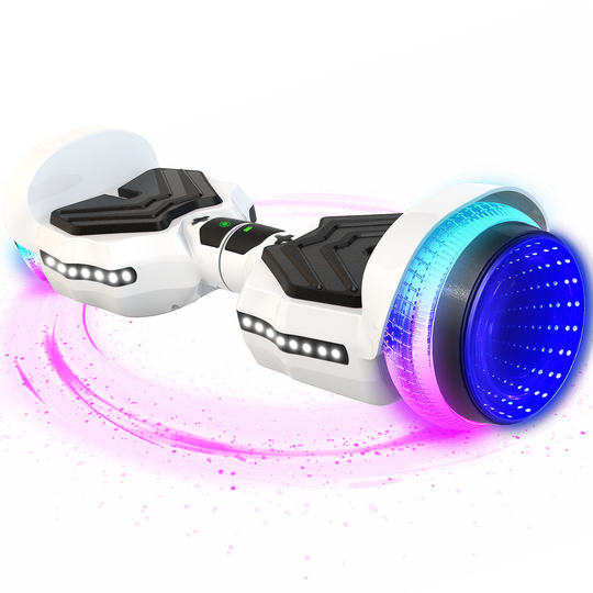 SIMATE Hurricane Tunnel LED Hoverboard 6.5'' 8.5Mph | 8 Miles Range |   white with Bluetooth for kids
