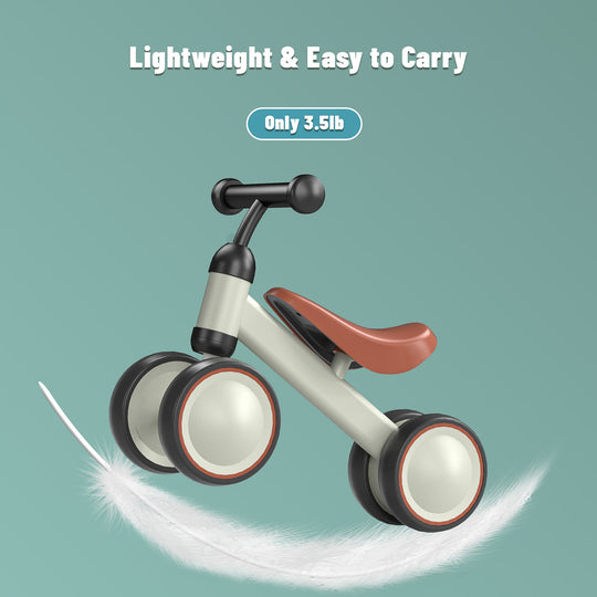 SIMATE Balance Bike Toys for 1 Year Old Boys Girls, 12-24 Month Toddler Ride on Toys, 4 Silent Wheels & Soft Seat, First Birthday Gifts for Baby Girls Boys