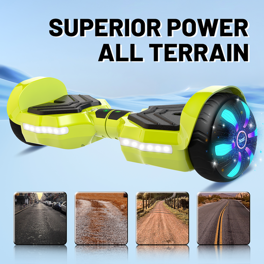 SIMATE Version LED Hoverboard 6.5'' 8.5Mph | 8 Miles Range | Light Green with Bluetooth