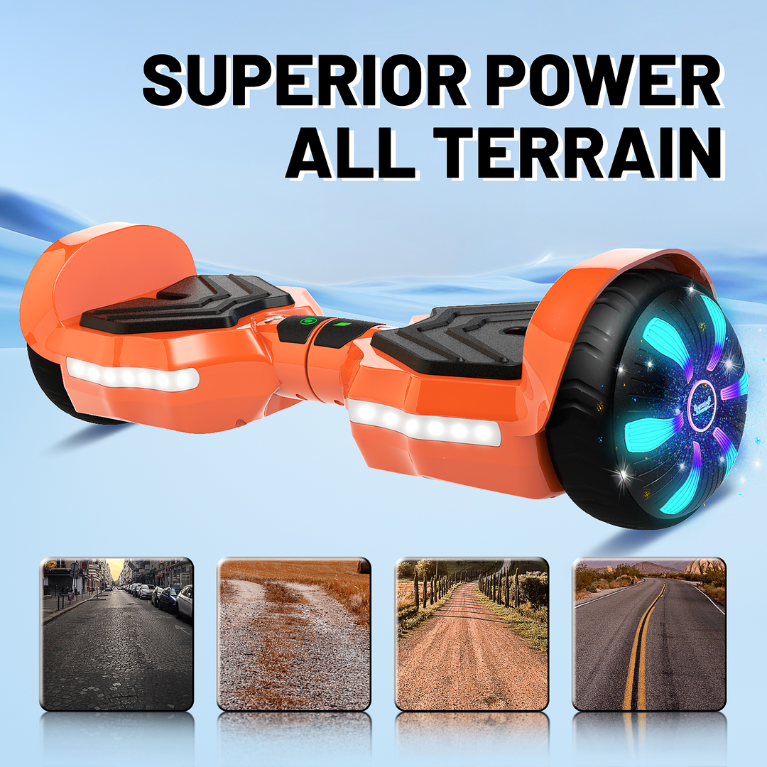 SIMATE Version LED Hoverboard 6.5'' 8.5Mph | 8 Miles Range |  Orange with Bluetooth