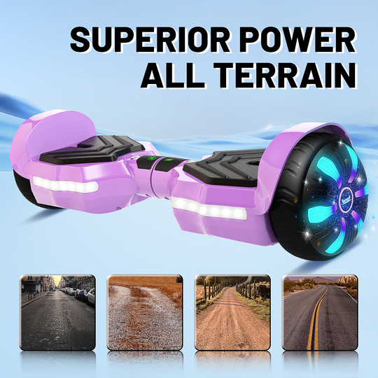SIMATE Version LED Hoverboard 6.5'' 8.5Mph | 8 Miles Range | Purple with Bluetooth