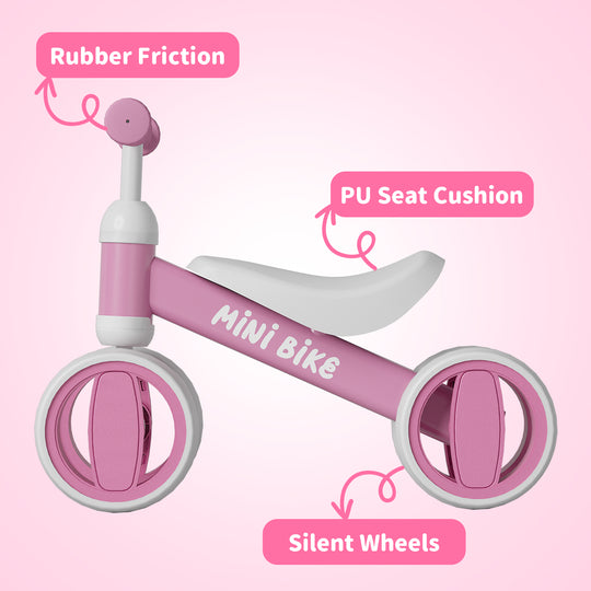 SIMATE Baby Balance Bike for 12-24 Months,Toddler balance Bicycle with 4 Wheels,Indoor & Outdoor Bike Riding Toy, First B-day Gift