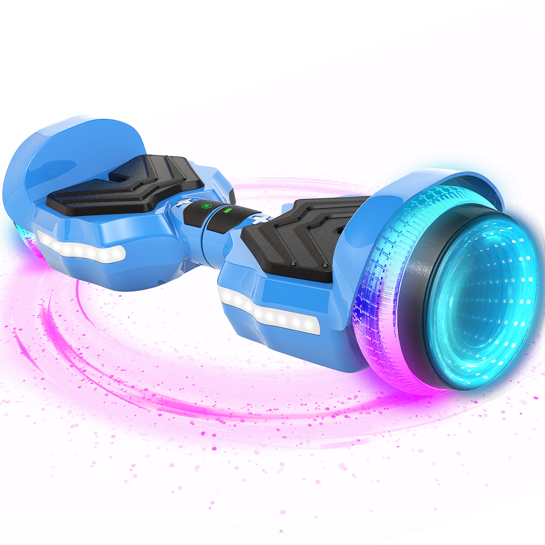 SIMATE Hurricane Tunnel LED Hoverboard 6.5'' 8.5Mph | 8 Miles Range |  Sky Blue with Bluetooth for kids