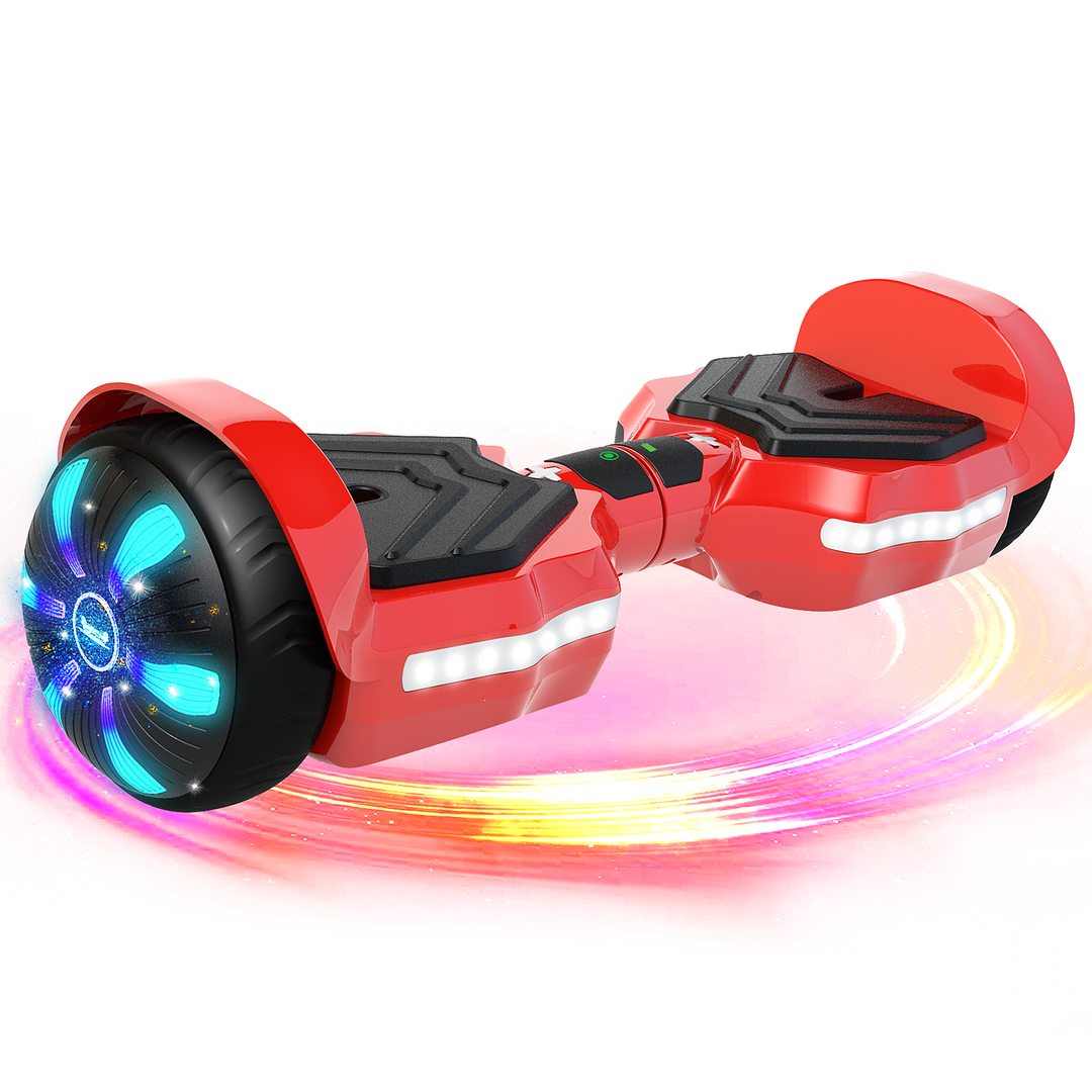 SIMATE Version LED Hoverboard 6.5'' 8.5Mph | 8 Miles Range |  Red with Bluetooth