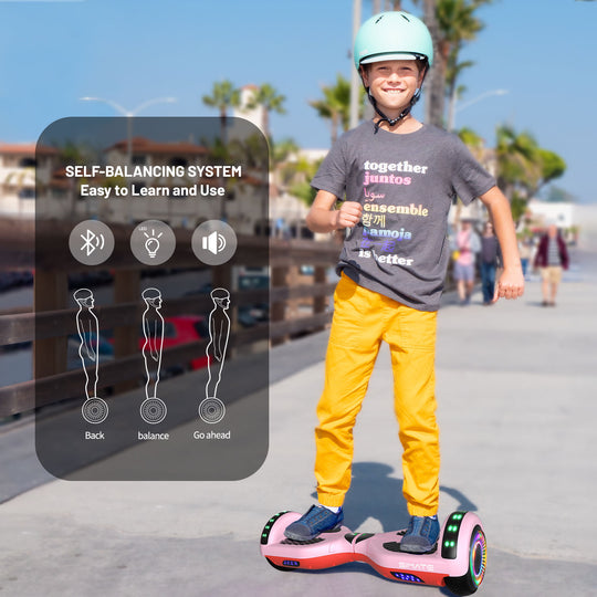 Apato Bluetooth Hoverboard 6.5'' 7.3 Mph | 7.5 Miles Range | Peppa Pink for kids