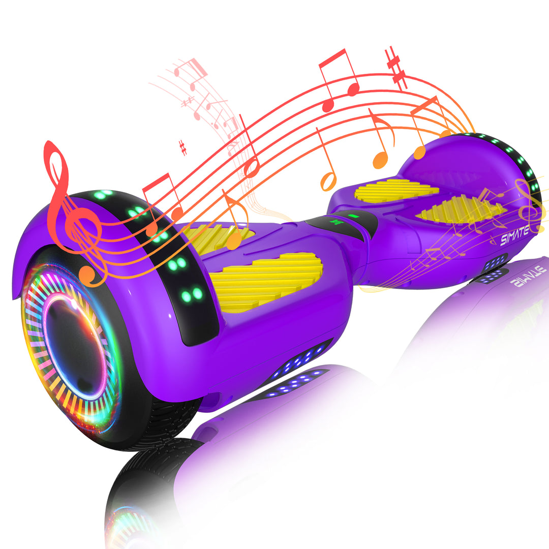 Apato Bluetooth Hoverboard 6.5'' 7.3 Mph | 7.5 Miles Range | Purple Yellow for kids