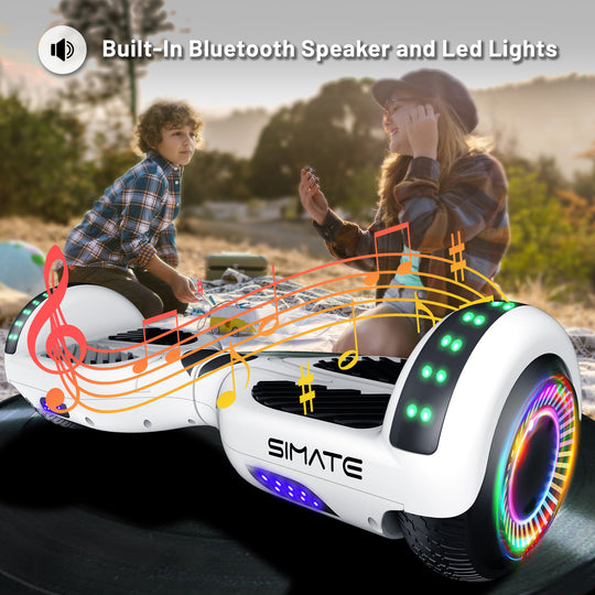 Apato Bluetooth Hoverboard 6.5'' 7.3 Mph | 7.5 Miles Range | White for kids