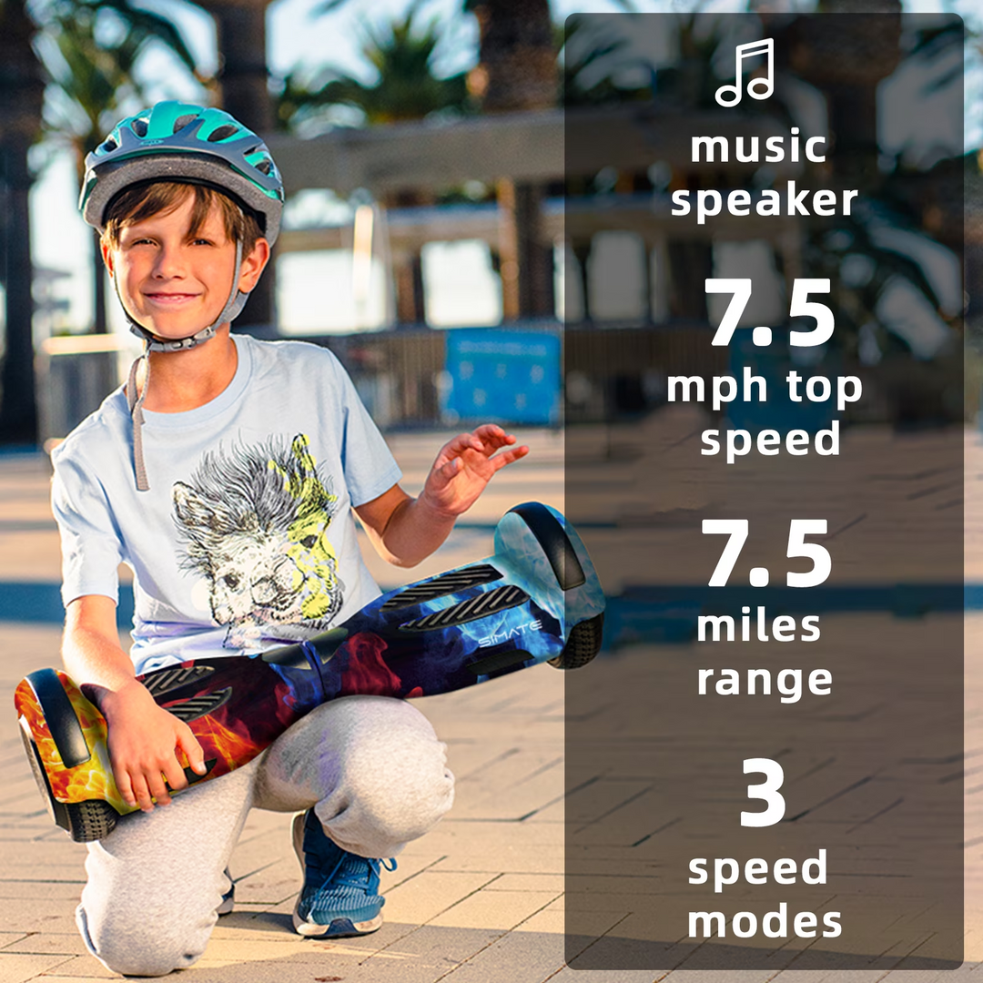 Apato Bluetooth Hoverboard 6.5'' 7.3 Mph | 7.5 Miles Range | Dual Flame for kids
