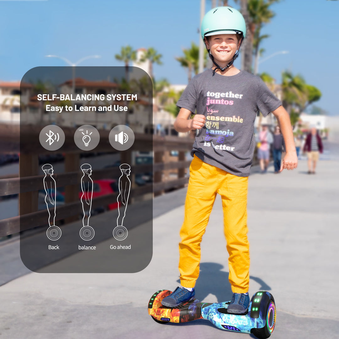 Apato Bluetooth Hoverboard 6.5'' 7.3 Mph | 7.5 Miles Range | Dual Flame for kids