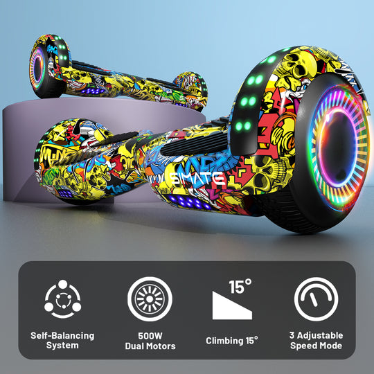Apato Bluetooth Hoverboard 6.5'' 7.3 Mph | 7.5 Miles Range | Graffiti for kids