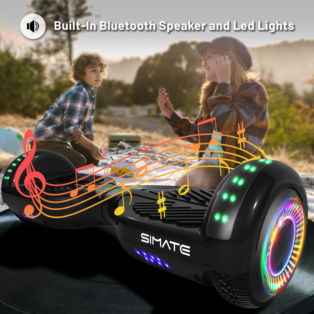Apato Bluetooth Hoverboard 6.5'' 7.3 Mph | 7.5 Miles Range |   Black for kids