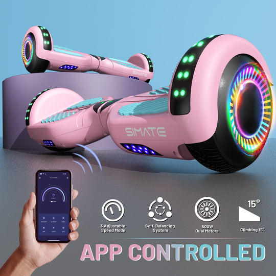 Apato Bluetooth Hoverboard 6.5'' 7.3 Mph | 7.5 Miles Range | Pink Blue for kids