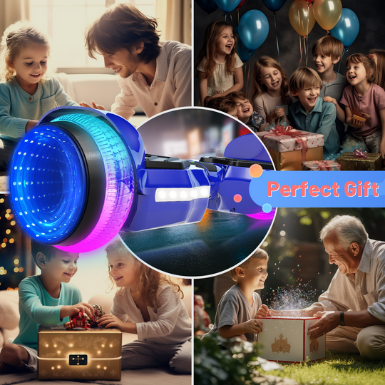 SIMATE Hurricane Tunnel LED Hoverboard 6.5'' 8.5Mph | 8 Miles Range |  Dark Blue with Bluetooth for kids